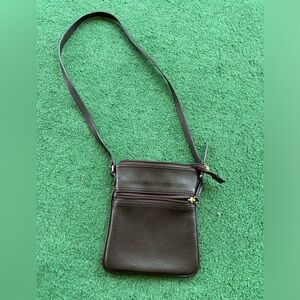 Small leather Talbots brand purse. Brown. Both zippers work great.